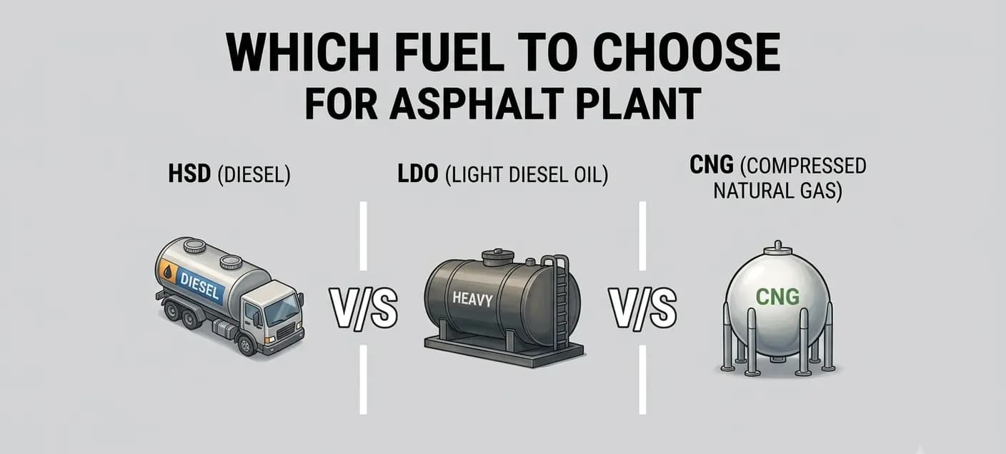 CNG vs HSD vs LDO fuel cost comparison for asphalt plants