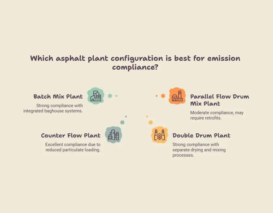 Asphalt plant configurations comparison for CPCB compliance