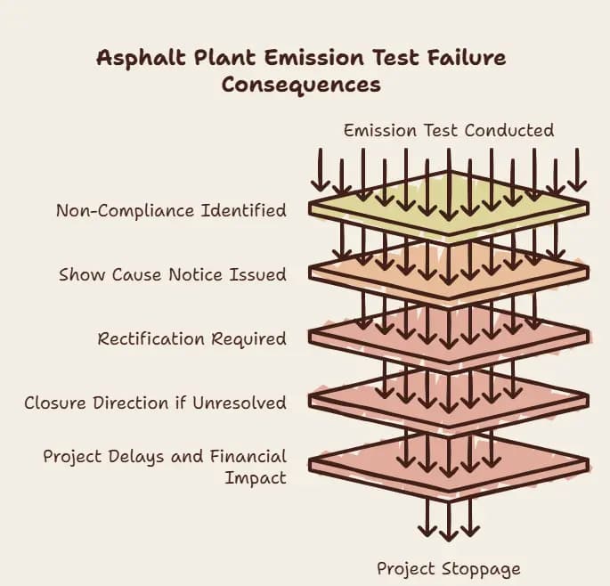 What happens when an asphalt plant fails a stack emission test